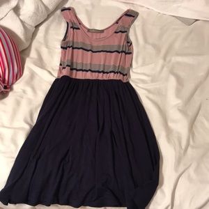 Finn&clover purple/navy blue striped casual dress